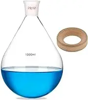 Lab Single Neck Round Bottom Flask Borosilicate Glass Heavy Wall Round Bottom Boiling Flask with Support Cork Stand (1000ml)