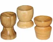 Set of 3 Sphere Stand Round Wooden Object Base Egg Ball Support Holder