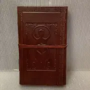 Vtg Leather Journal Notebook Diary, Hand Embossed, Writing Sketching, Gift ~ NEW