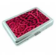 Animal Prints D4 Silver Metal Cigarette Case RFID Protection Wallet Pink Leopard