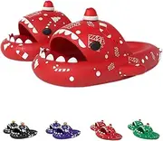 [Generic] Halloween Luminous Shark Slippers, Spooky Slides Glow in The Dark for Men Women, Christmas Anti Slip Shark Shoes