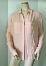 NEW VINCE Peach Button Down Blouse 100% Rayon (Size L) - MSRP $225.00!