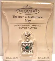 Hallmark Keepsake Silver Plated MAY Charm Swarovski Crystal Mother or Birthstone