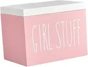 DimyFew Bathroom Storage Box for Tampons And Pads with Lid, Organizer Made of Wood, Pink