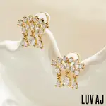 LUV AJ 好萊塢潮牌 圓鑽X水滴鑽 金色扇形耳環 COLETTE SHAKER STUDS