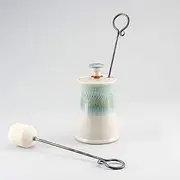 Georgetown Pottery Handmade Cape Cod Firelighter Firepot with Iron and Soapstone Fire Starter Wand for Fireplace, woodstove, firepit