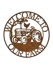 [Willow & Silk] Welcome to Our Farm Round Laser Cut Wall Art 60cm in Rust
