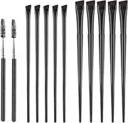 Eyebrow Brush,10 pcs Eyelash Brush Flat Eyebrow Tint, Eyebrow Spoolie Angled Brush Set, Ultra Thin Angled Eyeliner Eyeshadow Eyebrow Makeup Brush, for Eyelash Extension and Lifting Eyebrow
