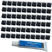 60pcs Mini Heatsink Kit, Cooler Heat Sink for Cooling VRM Stepper Driver