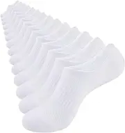 [Eallco] No Show Socks Women Cotton No Slip Low Cut Ankle Socks Casual Invisible Socks 7 Pairs, 7 Pairs White, One Size