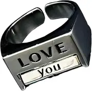 [ａ aternee] Letter Ring Alloy Adjustable Ring for Thanksgiving Mother Day Anniversary