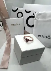 Rose Gold Pink Pave Sparkle Elevated Heart Ring (NEW) PANDORA (56/7.5)
