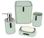 4 Piece Bathroom Accessory Set Soap Dispenser Dish Toothbrush Holder Mini