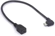 Right Angle Micro USB to Mini USB Female Cable Extender - 90 degree B Micro Usb Male to Mini Female Connector Adapter for MP3 GPS Camera Smartphone Tablets (Right)