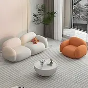 LyckTre Modern Modular Sofa Sets for Living Room - Stylish Modular Sofas with | with Coffee Table | High-Density Foam | Solid Wood Frame | Ergonomic Design | Unique Safety Design(White-C,57 in)