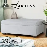 Artiss Ottoman Storage Sofa Bed Box Bench 112cm Linen Foldable Foot Stool Grey