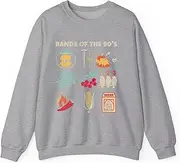 [Generic] Retro Popular Music Bands of The 90s Rock Funny Vintage Sweatshirt for Adults Crew Neck Long Sleeve Pullover