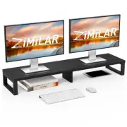 Dual Monitor Stand Riser, Large Monitor Stand for Desk, Wood Monitor Riser wi...