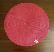 Set of 6 Crate & Barrel 15" Round Faux Ratan Pink Placemats Never Used With Tags