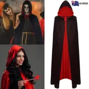 Halloween Vampire Cloak Reversible Hooded Vampire Cape Cosplay Costume Unisex AU