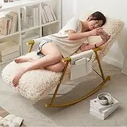 CADYNN Indoor Modern Glider Rocking Chair Rocking Accent Armchair Velvet Cushion for Living Room Bedroom Offices(Golden Legs)