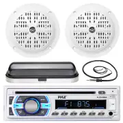 PLCD43MRB Pyle Bluetooth USB Radio, Antenna, Cover, 4" 100W Marine Speakers
