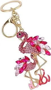 [VALICLUD] Metal Flamingo Keychain Pendant Rhinestone Decor Chic Flamingo Charm Keyring Hanging Decor Craft