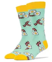 OoohYeah Mens Colorful Crew Socks, Funny Cotton Dress Socks, Happy Breakfast