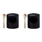 2x Maxwell & Williams Epicurious 12cm Porcelain Salt Pig Tableware w/Spoon Black