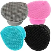 WRITWAA 4Pcs Silicone Scrubber Gentle Bath Brush for Exfoliating Facial Cleansing Tool Soft Silicone Hair Scalp Massager for Showers and Sensitive Skin