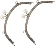 Abaodam 2pcs Floral Pattern Rare Pearl Clasp Purse Frame Hardware for Bag Making