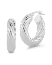 Chloe and Madison Silver Bold Twist Hoops