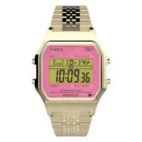 在飛比找PChome24h購物優惠-【TIMEX】天美時 電子系列 多彩手錶 (粉/金 TXTW