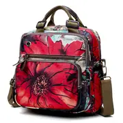 National Style Outdoor Flower Pattern Shoulder Bag Mommy Backpack For Women
