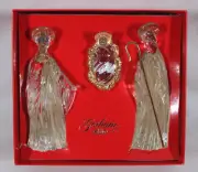 GORHAM 3 PC. HOLY FAMILY 24KT GOLD GILDED CRYSTAL NATIVITY SET NEW IN BOX