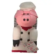 KitchKitchen collectable Pig potholder Oven Mitt decorative chef gingham red NEW