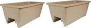 The HC Companies 24 Inch Deck Railing Planter Box - Decorative Lightweight Weatherproof Plastic Plant Pot for Outdoor Balcony, Porch, Garden, Fence, Mocha Color (2 Pack)