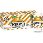 Kirks Sugar Free Orange Soft Drink Multipack Cans 375mL x 10 pack