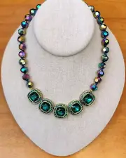 Heidi Daus "Captivating Cushion" Necklace in Emerald Green Color NIB