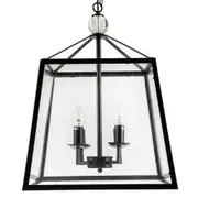 Fiorentino Tamarka Traditional Metal 4L Framed Glass Panel Box Pendant Light