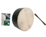 Roosebeck Irish Bodhran Drum - Deep Black + Book/DVD & Tipper 16" X 7"