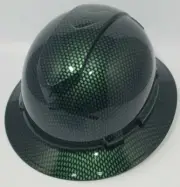 Full Brim Hard Hat Custom Hydro Dipped GREEN CANDY CARBON FIBER