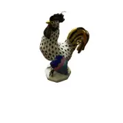 Herend Hand Painted Fishnet Black Rooster