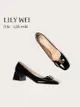 Lily Wei法式淺口單鞋蝴蝶結日常通勤高跟鞋女送媽媽百搭秋季新款