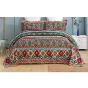 Patchwork Bed Quilt Azure Queen Size Coverlet 230x230cm
