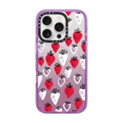 iPhone 16 Pro Impact Case MagSafe Compatible Strawberry love transparent