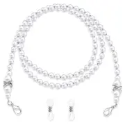2PCS Glasses Chain Pearl White Eyeglasses Strap Lanyard, Stylish Beaded