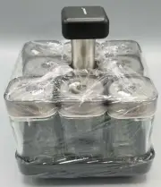 Rotating Revolving Plastic 8 Jar Spice Rack Storage Glass Jars & Chrome Lids