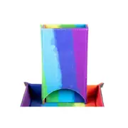 Metallic Dice Games Velvet Fold-Up Dice Tower, Watercolor Rainbow