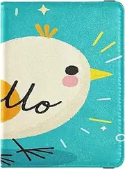 [Amooorous] Hello Cartoon Cute White Bird Leather decorative cute passport holder Vaccine Case Protector Cover Passport Holder Combo with Vaccine Card Slot Waterproof, Hello Cartoon cute white bird, 1 size